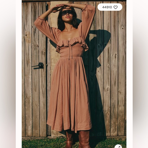 Free People Midi Dress in Rust - Picture 1 of 7